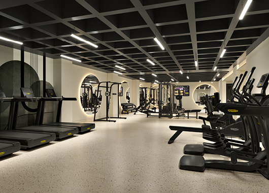 Fitness center with cardio equipment and free weights