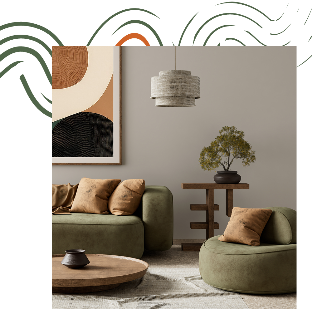 Interior living space with couch and coffee table