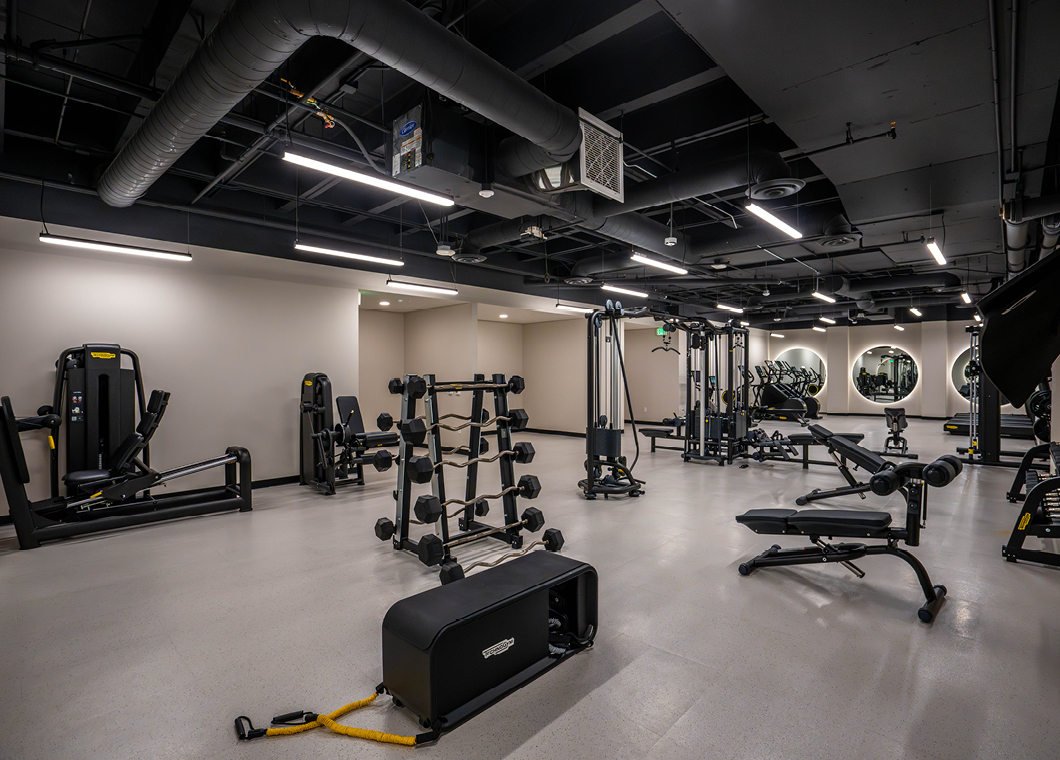 Fitness center with cardio equipment and free weights